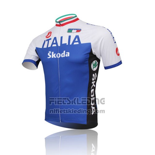 2014 Fietskleding Italie Wit en Blauw Korte Mouwen en Koersbroek